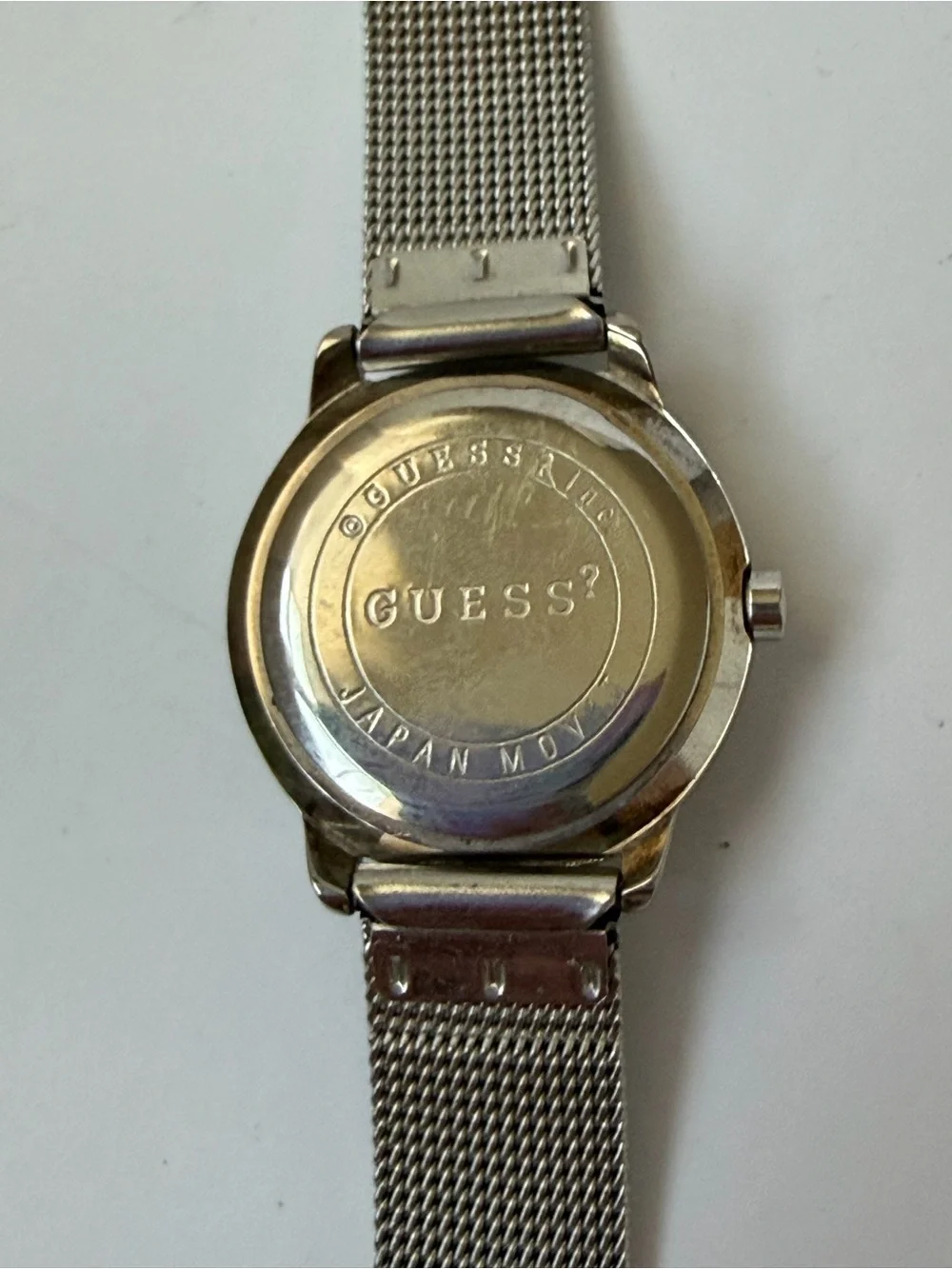 Guess Silver Stainless Steel Small Watchface Womens, New Battery, Works!